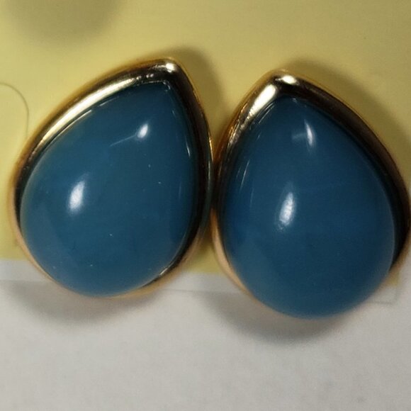 Set of 3 Gold tone Pink, Blue & Crystal Stud Earrings - Women's Fashion Jewelry - Picture 4 of 9